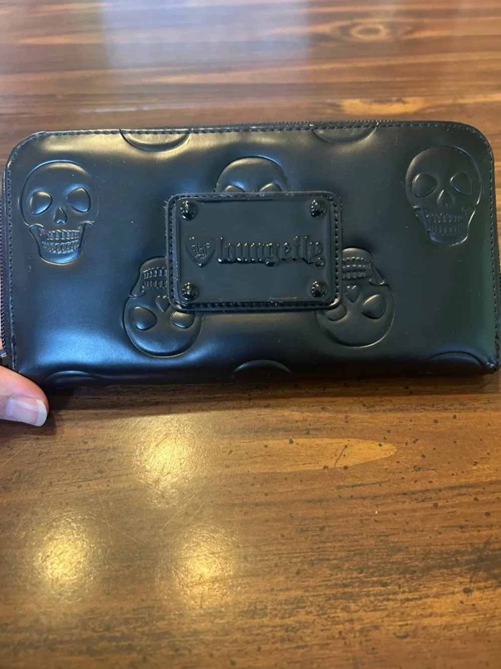 Like new Loungefly Skull black wallet puffy 8”x4” - Picture 1 of 8